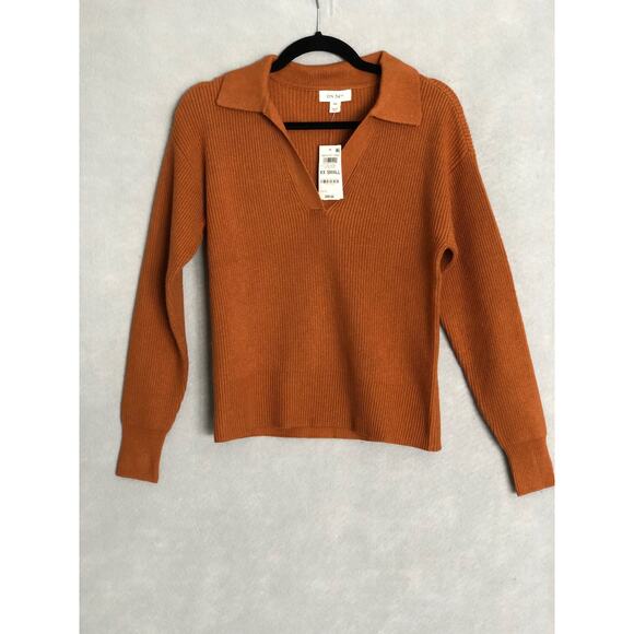 On 34th Knit Sweater Women's Size XXS  V-Neck Ribbed Roasted Pecan NEW - Picture 1 of 7